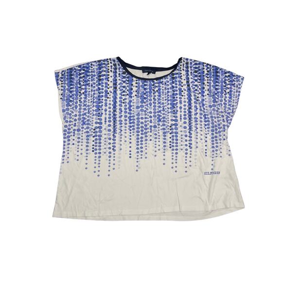 Tommy Hilfiger Women Cotton Blend Blue Polka Dot Top Plus Size 3X - Picture 1 of 5